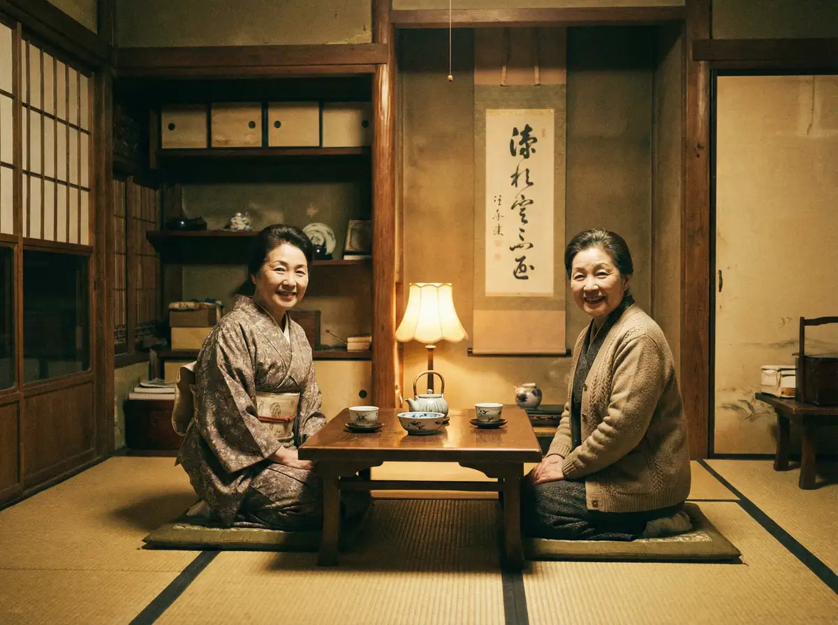 两位优雅的 四虎tv-正版四虎tv资源站|高清视频在线播放平台 在日式茶室中品茶交谈
